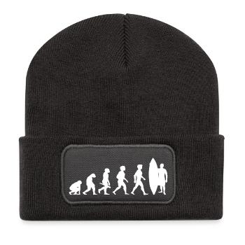 Evolution Surfing Surfer Surfboard Wellenreiten - Recycelte Patch Beanie - Dunkelgrau - Vorne