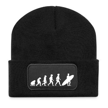 Evolution Surfing Surfer Surfboard Wellenreiten - Recycelte Patch Beanie - Schwarz - Vorne