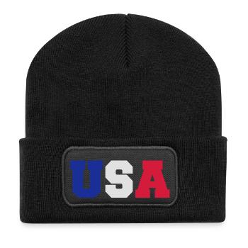 USA - Recycelte Patch Beanie - Schwarz - Vorne