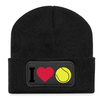 I love tennis j'aime le tennis - Beanie recyclé à patch - noir - Devant