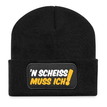 'N SCHEISS MUSS ICH! - Recycelte Patch Beanie - Schwarz - Vorne