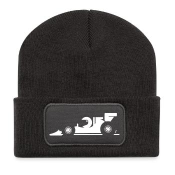 Bande dessinée Formule Racing Cartoon Racing Car Icon - Beanie recyclé à patch - charbon - Devant