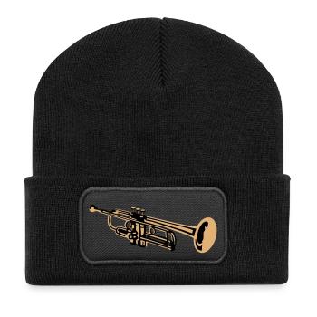 Trompete - Recycelte Patch Beanie - Schwarz - Vorne