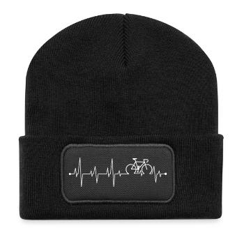 Vélo Heartbeat Line Art - Beanie recyclé à patch - noir - Devant