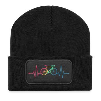 Heartbeat Road Bike Bike Pulse Heartbeat retro - Recycled Patch Beanie - black - Front