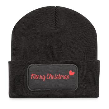 CHRISTMAS. MERRY CHRISTMAS. MERRY CHRISTMAS. NEW YEAR’S DAY - Recycled Patch Beanie - dark grey - Front