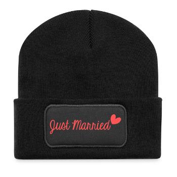 ES LEBE DIE MARYS. JUNGGESELLINNENABSCHIED. VALENTINSTAG. ICH LIEBE DICH. - Recycelte Patch Beanie - Schwarz - Vorne