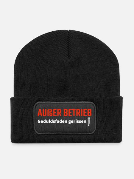AUßER BETRIEB - Geduldsfaden gerissen - Recycelte Patch Beanie - Schwarz
