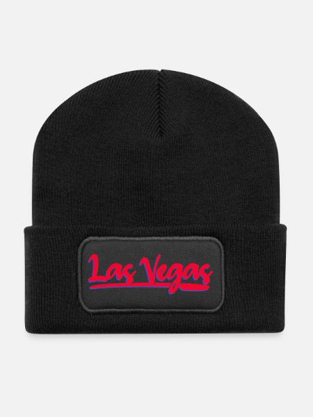 Las Vegas Neon Script - Recycelte Patch Beanie - Schwarz