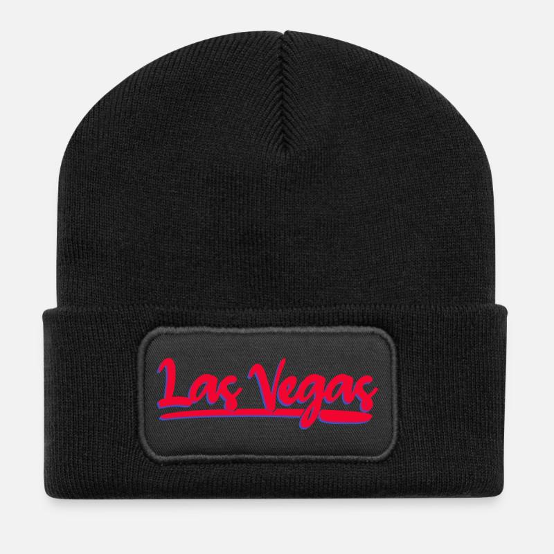 Las Vegas Neon Script - Recycelte Patch Beanie - Schwarz