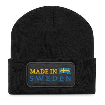Fabriqué en Suède, fierté suédoise - Beanie recyclé à patch - noir - Devant