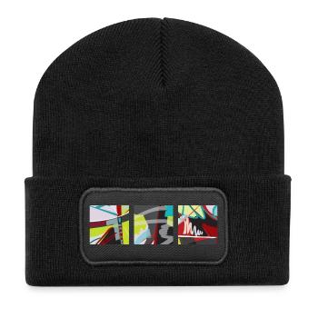 Trilogie de couleurs, de lignes et de surfaces ! - Beanie recyclé à patch - noir - Devant
