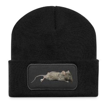 Maus - Recycelte Patch Beanie - Schwarz - Vorne