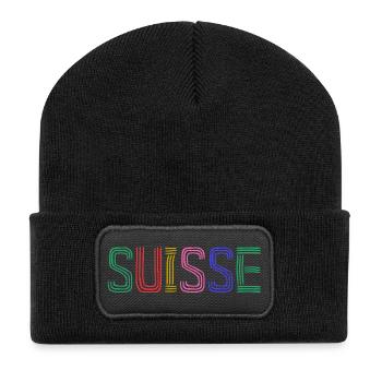 SUISSE. PAYS. GENEVE. HUMOUR. DRAPEAU. GENEVE - Beanie recyclé à patch - noir - Devant