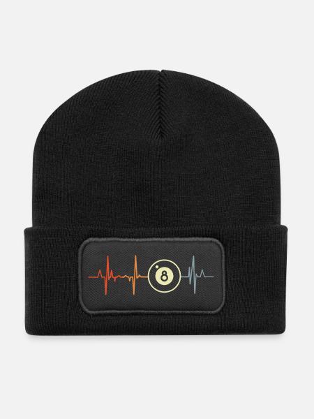Ich liebe Billard - Recycelte Patch Beanie - Schwarz