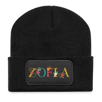 ZOFIA name decorated with flowers - Recycled Patch Beanie - black - Front