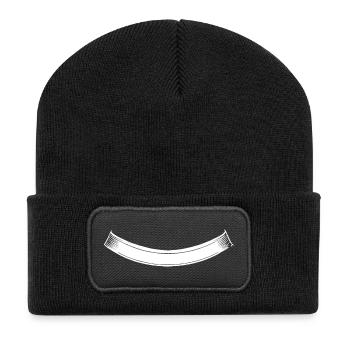 Ribbon | Bow | Banderole Sheet Bottom White - Recycled Patch Beanie - black - Front