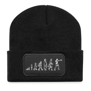 Entwicklung des Boxers - Recycelte Patch Beanie - Schwarz - Vorne