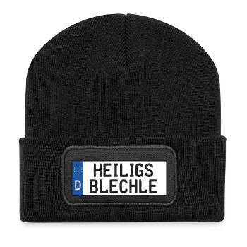 Heiligs Blechle | Typiquement souabe - Beanie recyclé à patch - noir - Devant