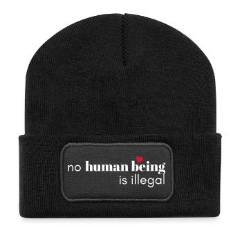 No Human Being Is Illegal - Recycled Patch Beanie - black - Front