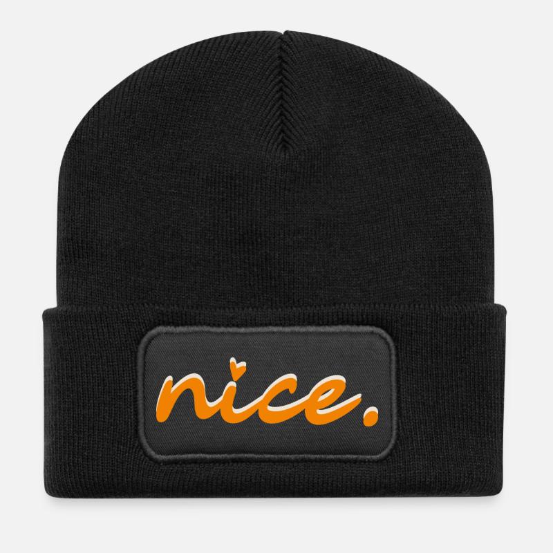 nice (orange mit hellem Schatten) - Recycelte Patch Beanie - Schwarz