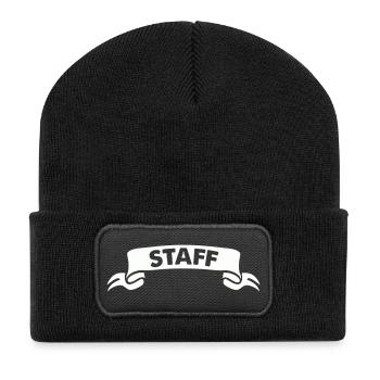 Personalisiertes Staff-Design in Schwarzweiß - Recycelte Patch Beanie - Schwarz - Vorne