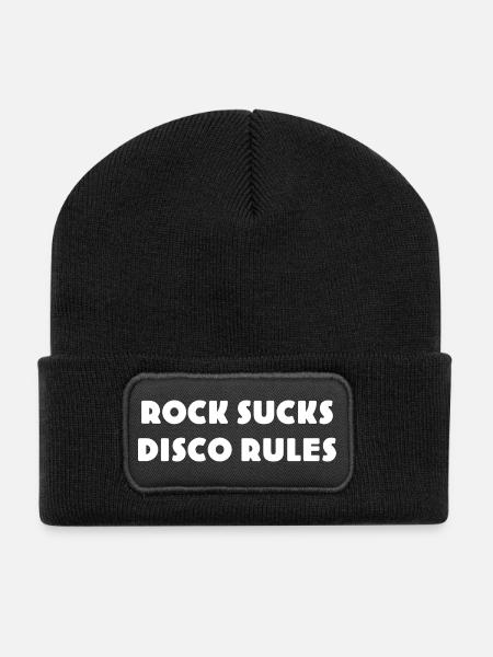 ROCK-SUCKS-DISCO-REGELN - Retro Rock vs. Disco - Recycelte Patch Beanie - Schwarz