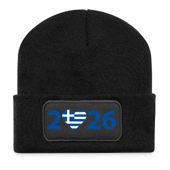 J’aime la Grèce 2026, vacances en Grèce - Beanie recyclé à patch - noir - Devant