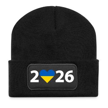 I love Ukraine 2026, Ukraine 2026 - Recycled Patch Beanie - black - Front