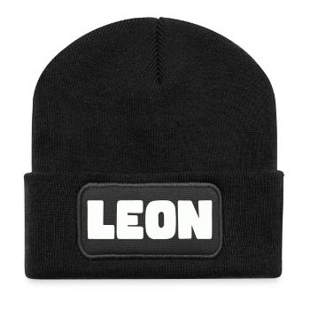 Leon Name - Recycled Patch Beanie - black - Front