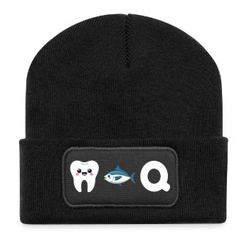 DTQ Funny French Pun Humorous Design - Recycled Patch Beanie - black - Front