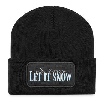 Let It Snow Drehbuch Eisblau - Recycelte Patch Beanie - Schwarz - Vorne