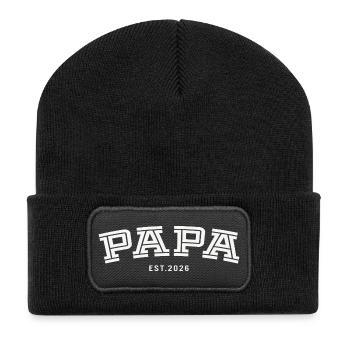 Papa Est. 2026 - Recycled Patch Beanie - black - Front