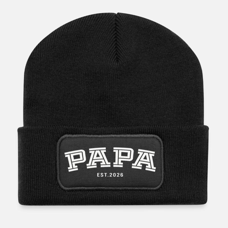 Papa Est. 2026 - Recycelte Patch Beanie - Schwarz