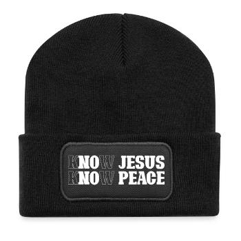 Jesus erkennen, Frieden finden - Recycelte Patch Beanie - Schwarz - Vorne