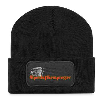 Alpenluftkompressor_2 - Beanie recyclé à patch - noir - Devant