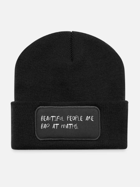 Beautiful People Bad At Maths Spruch - Recycelte Patch Beanie - Schwarz