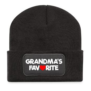 Favorite Grandchild Red Heart Grandma's Favorite - Recycelte Patch Beanie - Dunkelgrau - Vorne