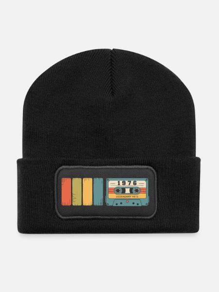 1976 Vintage Original 1976 Geburtstagsgeschenk - Recycelte Patch Beanie - Schwarz