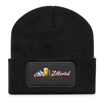 Herzschlag-Zillertal-Bier - Recycelte Patch Beanie - Schwarz - Vorne