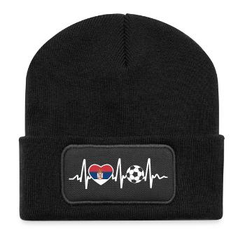 Football en Serbie - Beanie recyclé à patch - noir - Devant