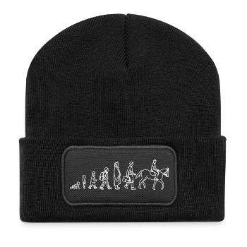 Entwicklung vom Kind zum Pferdereiter - Recycelte Patch Beanie - Schwarz - Vorne
