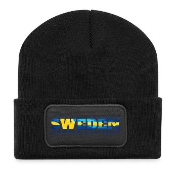 Schweden, wo meine Geschichte begann - Recycelte Patch Beanie - Schwarz - Vorne