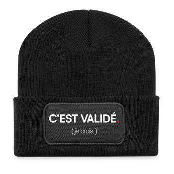 C’est validé Humour Moderne Minimal - Beanie recyclé à patch - noir - Devant