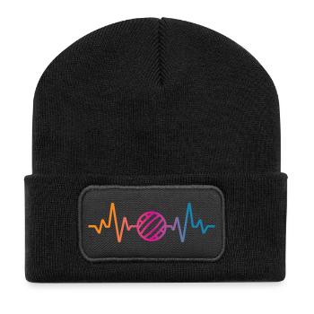 Volleyball Herzschlag - Recycelte Patch Beanie - Schwarz - Vorne