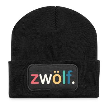 12. Geburtstag Geschenk - Recycelte Patch Beanie - Schwarz - Vorne