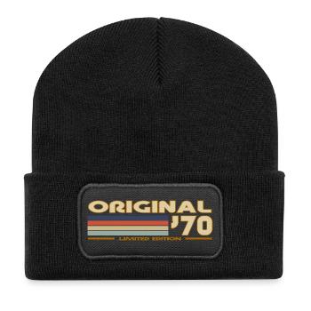 Rétro vintage 1970 - Beanie recyclé à patch - noir - Devant
