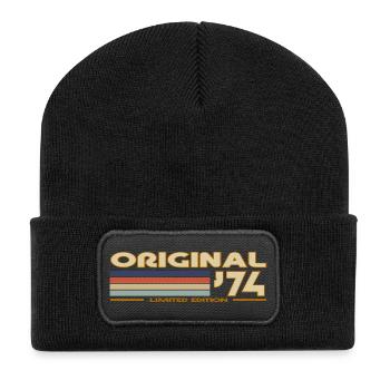 Rétro vintage 1974 - Beanie recyclé à patch - noir - Devant
