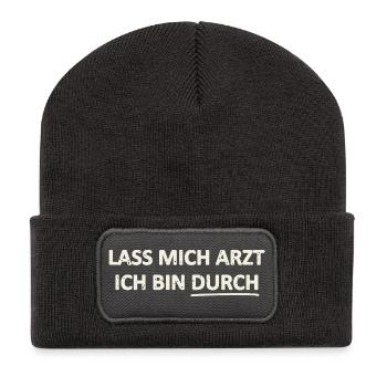 Lustiger Spruch Party Festival - Recycelte Patch Beanie - Dunkelgrau - Vorne