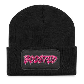 Boosted Shirt Sticker für Turbo und Tuning Fans - Recycelte Patch Beanie - Schwarz - Vorne